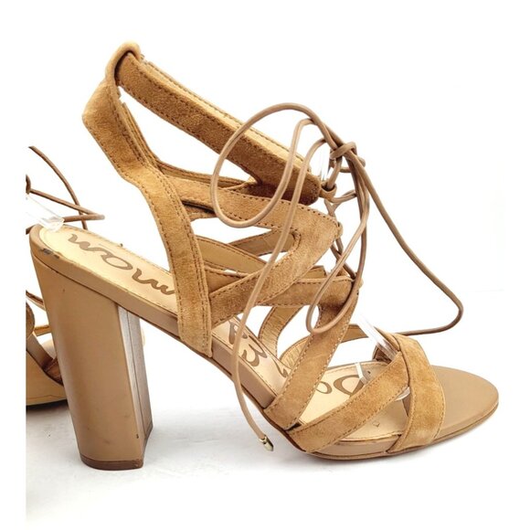 SAM EDELMAN Yardley Lace-Up Suede Block‎ Heel Sandals - Size 10 - Picture 9 of 9